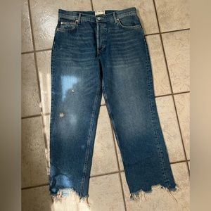 With a free cropped button, fly jeans